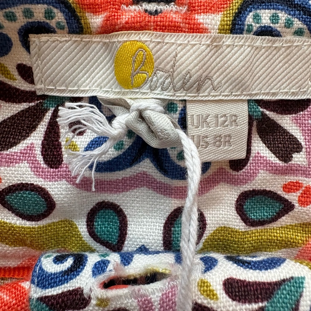 Boden linen pants NWT 8 wide leg trouser Floral Geo Multicolor, gorgeous print - Picture 13 of 14